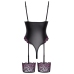 Cottelli Lingerie Suspender Body M Black-Pink Removable Garters