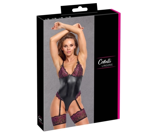 Cottelli Lingerie Body Garters L Black-Pink Adjustable Lace Detail