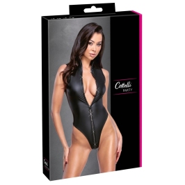 Cottelli BODY Rhinestone Zip XL Matte Look Black High-Cut Thong