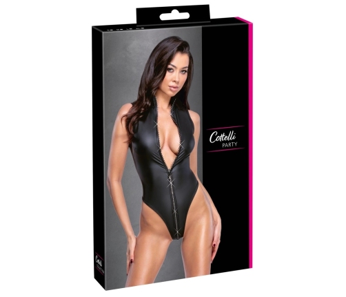 Cottelli BODY Rhinestone Zip XL Matte Look Black High-Cut Thong