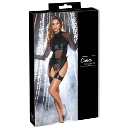 Cottelli Bondage Body Set S Matte & Net, Removable Accessories, Black