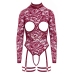 Abierta Fina Body Open Cup Burgundy Lace with Removable Chains L