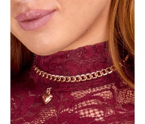 Abierta Fina Body Open Cup Burgundy Lace with Removable Chains L