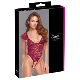 Cottelli LINGERIE Body Pearls XL Bordeaux Lace & Removable Pearl Chains
