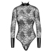 Noir Handmade Body Collar S - Black Lace Powerwetlook Bodysuit, Size S