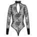 Noir Handmade Body Collar S - Black Lace Powerwetlook Bodysuit, Size S