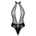 Noir Handmade Body L - Powerwetlook with Rhinestone Trim, Black