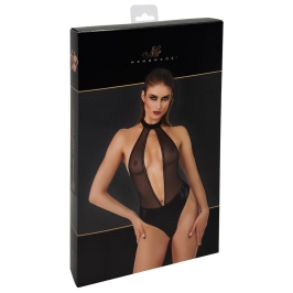 Noir Handmade Body L - Powerwetlook with Rhinestone Trim, Black