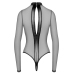 Noir Handmade Cross-Design Bodysuit M, Black, Sheer & Powerwetlook