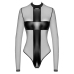 Noir Handmade Body Cross L Transparent Black Long-Sleeve Bodysuit