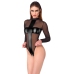 Noir Handmade Body Cross XL Black Transparent Bodysuit with Wetlook Inserts