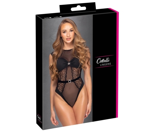 Cottelli Lingerie Body Rhinestones Black S/M - Elegant Lace Microfibre