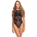 Cottelli LINGERIE Body Rhinestones Black L/XL - Elegant Lace Bodysuit