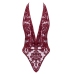 Noir Handmade Kink Royal Bodysuit Red S - Velvet Flock Print, Halterneck