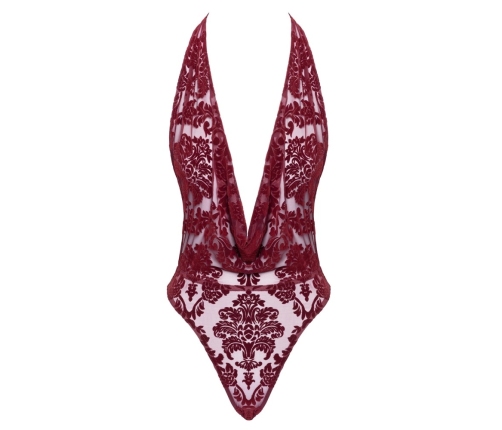 Noir Handmade Kink Royal Bodysuit Red Velvet Flock L
