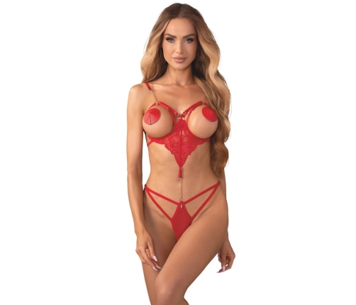 Obsessive Matildea Red Body L/XL - Open Design, Adjustable Details