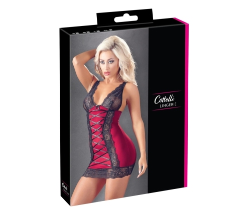 Cottelli Collection Sukienka Czerwona z Czarną Koronką S Regulowana