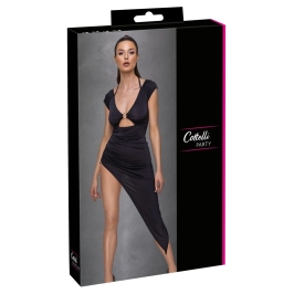 Cottelli PARTY Asymmetrical Ruffle Dress M Black Elegant Stretch
