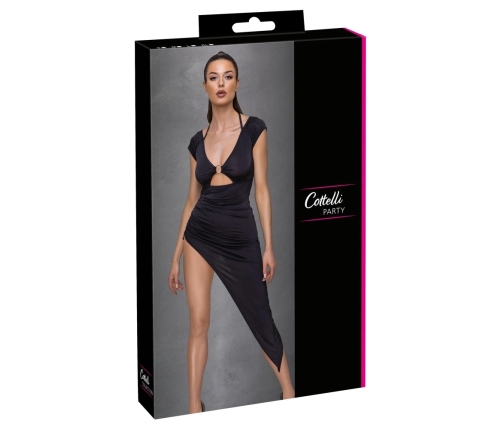 Cottelli PARTY Asymmetrical Ruffle Dress M Black Elegant Stretch