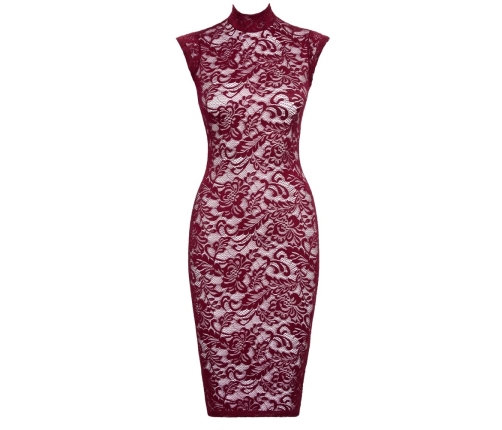 Cottelli LINGERIE Lace Dress Bordeaux Red S - Elegant Sleeveless Knee-Length