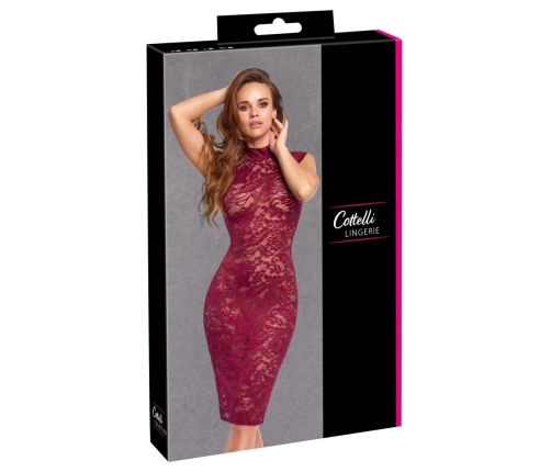 Cottelli LINGERIE Lace Dress Bordeaux Red S - Elegant Sleeveless Knee-Length