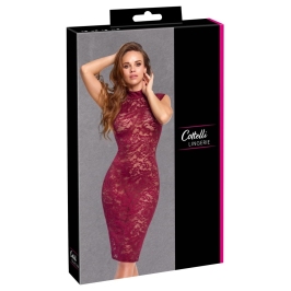 Cottelli Lingerie Lace Dress Bordeaux Red L - Elegant Sleeveless Knee-Length
