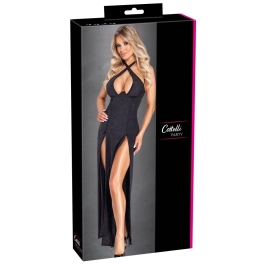 Cottelli Party Long Black Shimmer Dress with Removable Straps, Size S