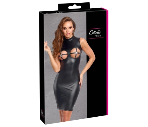 Cottelli PARTY Dress L Black Matte Elegant Adjustable Breast Design