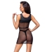 Cottelli PARTY Black Net Mini Dress & Matte Thong Set, Size M
