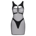 Cottelli PARTY Black Net Mini Dress with Matte Harness & Thong L