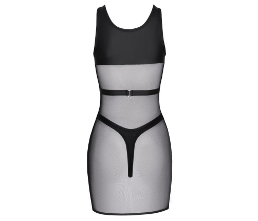 Cottelli PARTY Black Net Mini Dress with Matte Harness & Thong L