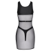 Cottelli PARTY Black Net Mini Dress with Matte Harness & Thong L