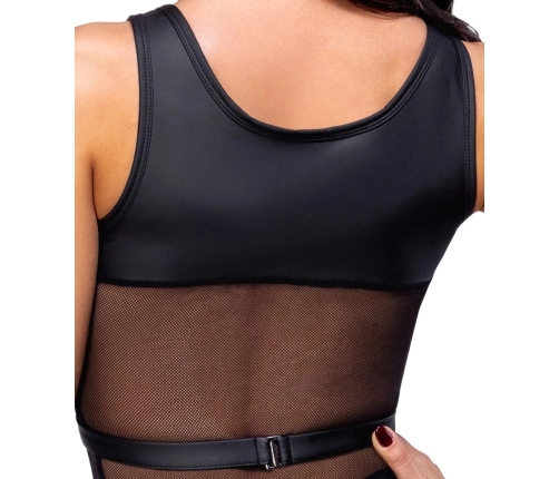 Cottelli PARTY Black Net Mini Dress with Matte Harness & Thong L
