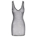 Cottelli PARTY Mesh Dress L with Rhinestone Embellishments, Black Accents