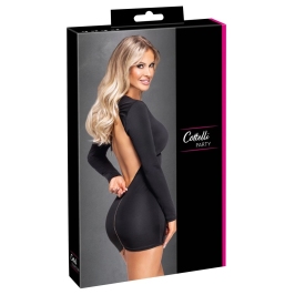 Cottelli PARTY Backless Black Mini Dress with Gold Zipper, Size M