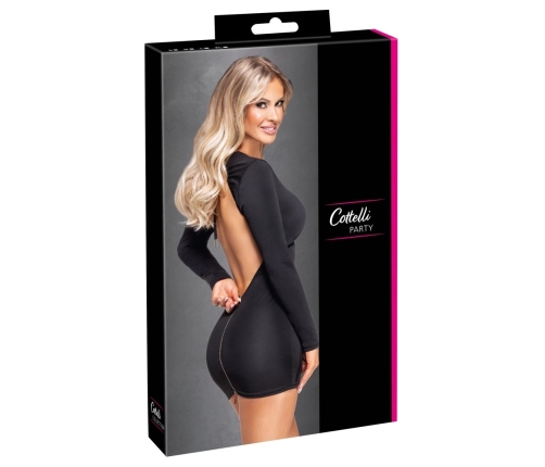 Cottelli PARTY Backless Black Mini Dress with Gold Zipper, Size M