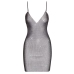 Cottelli PARTY Mini Dress S/M - Black Mesh with Colorful Rhinestones