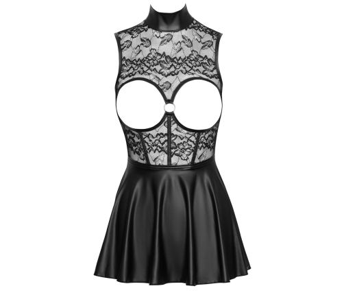 Cottelli PARTY Open Cup Mini Dress L Black Lace & Matte Finish