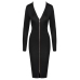 Cottelli PARTY Black Zip-Front Bodycon Dress, Long Sleeve, Size S