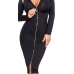 Cottelli PARTY Black Zip-Front Bodycon Dress, Long Sleeve, Size S