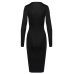 Cottelli PARTY Black Zip-Front Bodycon Dress, Long Sleeve, Size S