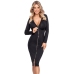 Cottelli PARTY Black Zip-Front Bodycon Dress, Long Sleeve, Size S