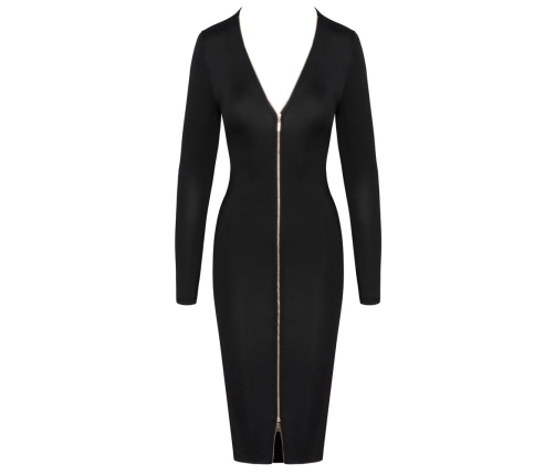Cottelli PARTY Black Zip Dress L - Elegant Long-Sleeve Knee-Length Design