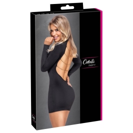 Cottelli PARTY Mini Dress with Gold Chains, Black, Size S