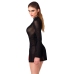 Noir Mini Dress M Sparkling Black with Trumpet Sleeves and Gems