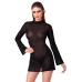 Noir Handmade Mini Dress L Black Sparkling Mesh Trumpet Sleeves