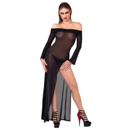 Noir Handmade Long Sparkling Mesh Dress Black Size S