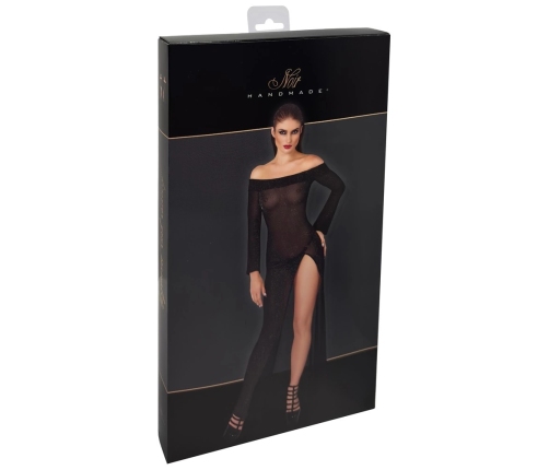 Noir Handmade Long Black Sparkling Transparent Dress M Ankle-Length