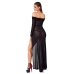 Noir Handmade Long Transparent Black Evening Dress L Size