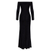 Noir Handmade Long Transparent Black Evening Dress L Size